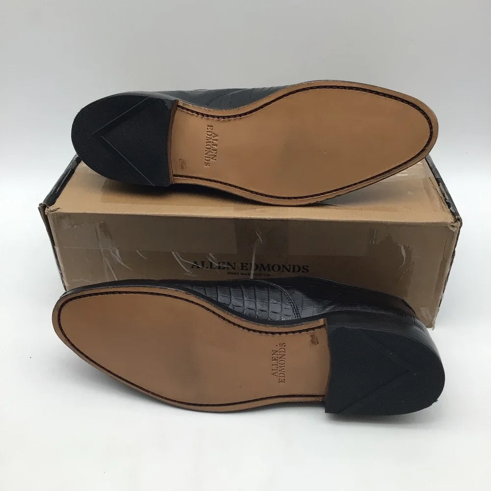 Allen Edmonds Carlyle Black Croc Leather Oxford Dress Shoes Mens Size 10.5 D NEW